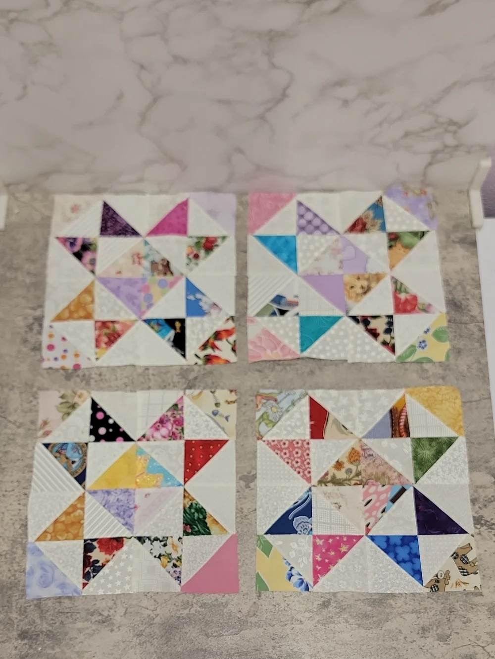 Vintage Handmade Patchwork Star quilt blocks Ohio Star Variation